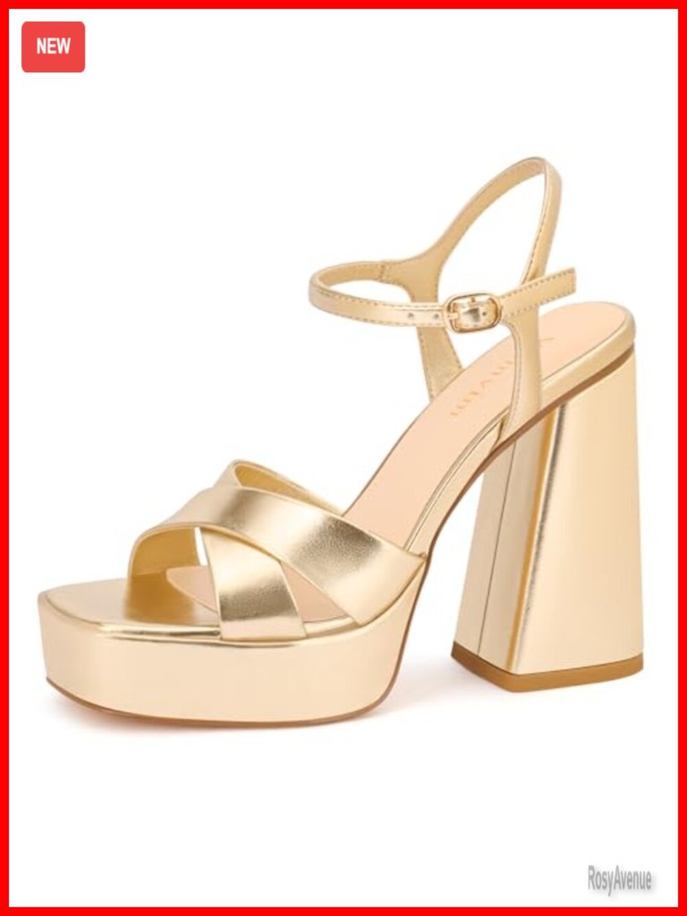 Women's Platform High Heels Chunky Block Heeled Sandals Open Square Toe with